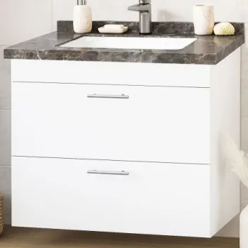 Set Baza si Lavoar seria 867, suspendata, cu sertare, 80 cm, alb + antracit imagine