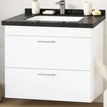 Set Baza si Lavoar seria 867, suspendata, cu sertare, 80 cm, alb + negru imagine