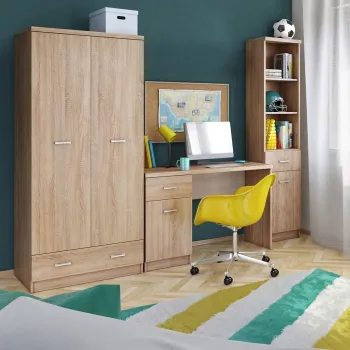 Set birou TOP MIX, 3 piese, dulap 2 usi, birou, biblioteca, stejar sonoma imagine