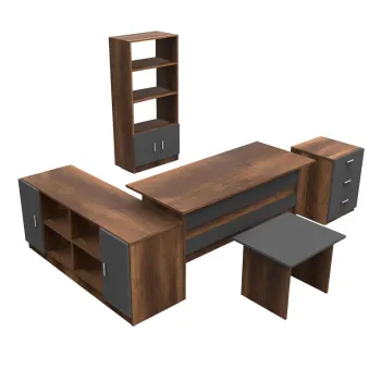 Set birou VO15-BA, 5 piese, nuc + antracit imagine