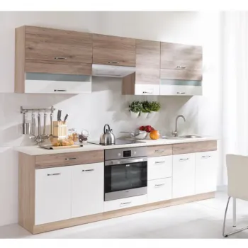 Set Bucatarie ECONO A Plus, L 270, 8 corpuri, fara blat termorezistent, corp sonoma, fronturi sanremo + alb lucios imagine