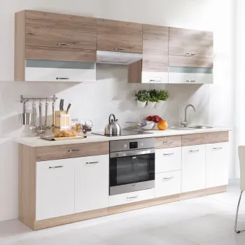 Set Bucatarie ECONO C PLUS, L 260, 8 corpuri, fara blat termorezistent, corp sonoma, fronturi sanremo + alb lucios imagine