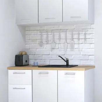 Set bucatarie GERMANIA 120 cm, 4 corpuri, 1 sertar, blat gros, alb imagine