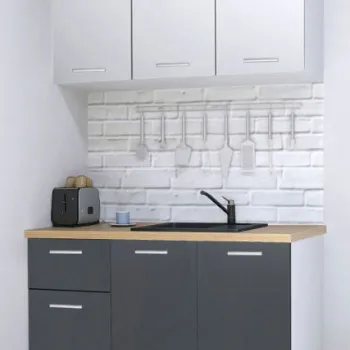 Set bucatarie GERMANIA 120 cm, 4 corpuri, 1 sertar, blat gros, antracit + alb imagine