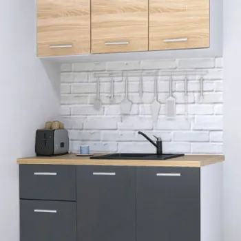 Set bucatarie GERMANIA 120 cm, 4 corpuri, 1 sertar, blat gros, antracit + sonoma imagine