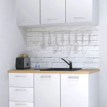 Set bucatarie GERMANIA 120 cm, 4 corpuri, 3 sertare, blat gros, alb imagine