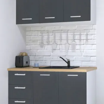 Set bucatarie GERMANIA 120 cm, 4 corpuri, 3 sertare, blat gros, antracit imagine