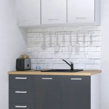 Set bucatarie GERMANIA 120 cm, 4 corpuri, 3 sertare, blat gros, antracit + alb imagine