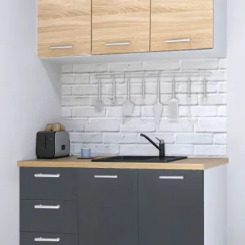 Set bucatarie GERMANIA 120 cm, 4 corpuri, 3 sertare, blat gros, antracit + sonoma imagine