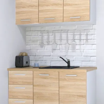 Set bucatarie GERMANIA 120 cm, 4 corpuri, 3 sertare, blat gros, sonoma imagine