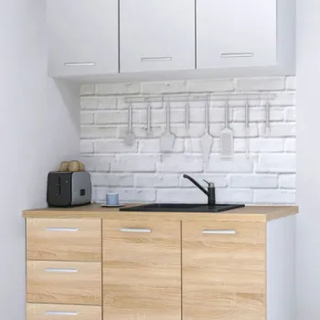 Set bucatarie GERMANIA 120 cm, 4 corpuri, 3 sertare, blat gros, sonoma + alb imagine