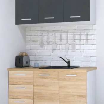 Set bucatarie GERMANIA 120 cm, 4 corpuri, 3 sertare, blat gros, sonoma + antracit imagine