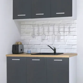 Set bucatarie GERMANIA 120 cm, 4 corpuri, blat gros, antracit imagine