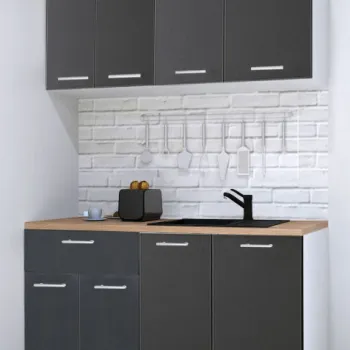 Set bucatarie GERMANIA 140 cm, 4 corpuri, 1 sertar, blat gros, antracit imagine