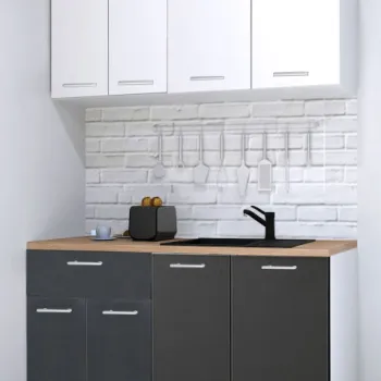 Set bucatarie GERMANIA 140 cm, 4 corpuri, 1 sertar, blat gros, antracit + alb imagine