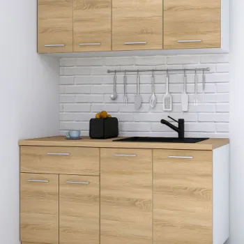 Set bucatarie GERMANIA 140 cm, 4 corpuri, 1 sertar, blat gros, sonoma imagine