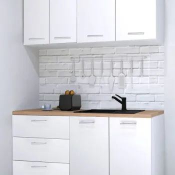 Set bucatarie GERMANIA 140 cm, 4 corpuri, 3 sertare, blat gros, alb imagine