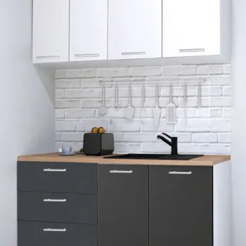 Set bucatarie GERMANIA 140 cm, 4 corpuri, 3 sertare, blat gros, antracit + alb imagine