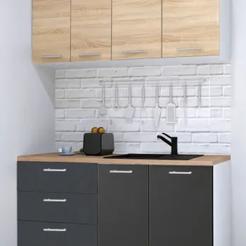 Set bucatarie GERMANIA 140 cm, 4 corpuri, 3 sertare, blat gros, antracit + sonoma imagine