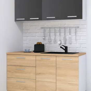 Set bucatarie GERMANIA 140 cm, 4 corpuri, 3 sertare, blat gros, sonoma + antracit imagine