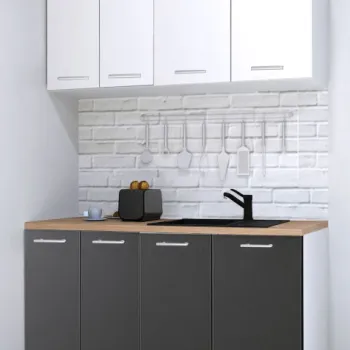 Set bucatarie GERMANIA 140 cm, 4 corpuri, blat gros, antracit + alb imagine