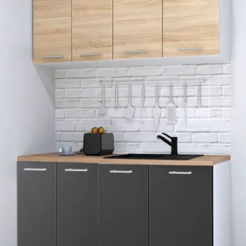 Set bucatarie GERMANIA 140 cm, 4 corpuri, blat gros, antracit + sonoma imagine