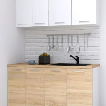 Set bucatarie GERMANIA 140 cm, 4 corpuri, blat gros, sonoma + alb imagine