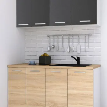 Set bucatarie GERMANIA 140 cm, 4 corpuri, blat gros, sonoma + antracit imagine