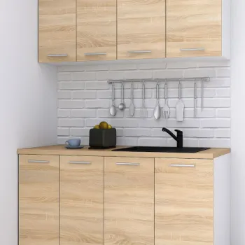 Set bucatarie GERMANIA 140 cm, 4 corpuri, blat gros, sonoma imagine