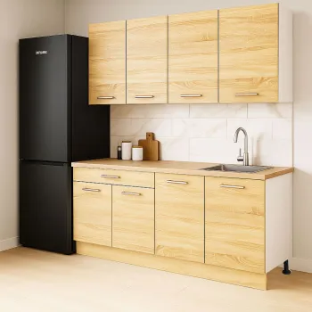 Set bucatarie GERMANIA 160 cm, 4 corpuri, 1 sertar, blat gros, sonoma imagine