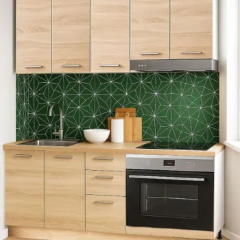 Set bucatarie GERMANIA 160 cm, 6 corpuri, corp cuptor, 3 sertare, blat gros, sonoma imagine