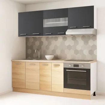 Set bucatarie GERMANIA 200 cm, 6 corpuri, corp cuptor, blat gros, sonoma + antracit imagine