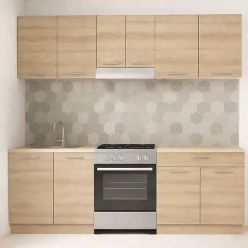 Set bucatarie GERMANIA 220 cm, 5 corpuri, 1 sertar, blat gros, sonoma imagine