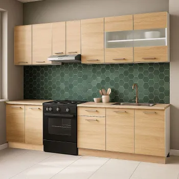 Set bucatarie GERMANIA 240 cm, 7 corpuri, blat gros, sonoma imagine