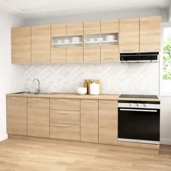 Set bucatarie GERMANIA 260 cm, 8 corpuri, corp cuptor, 3 sertare, blat gros, sonoma imagine