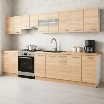 Set bucatarie GERMANIA 320 cm, 9 corpuri, blat gros, sonoma imagine