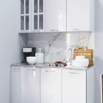 Set bucatarie IRIS 140 cm, 4 corpuri, blat termorezistent, fronturi MDF, alb imagine