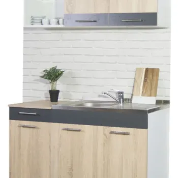 Set bucatarie SARONA 120 cm, 2 corpuri, cu sertar, blat PAL, sonoma + antracit imagine