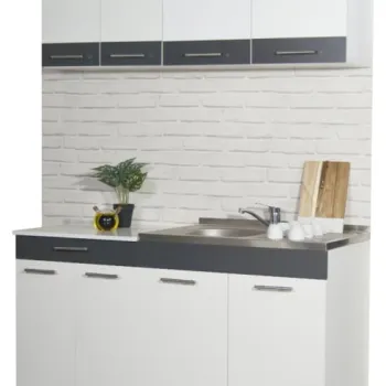 Set bucatarie SARONA 140 cm, 4 corpuri, blat PAL, alb + antracit imagine