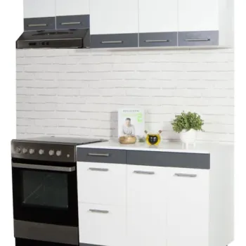 Set bucatarie SARONA 160 cm, 5 corpuri, blat PAL, alb + antracit imagine