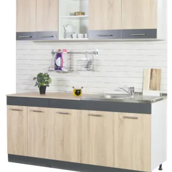 Set bucatarie SARONA 180.01 cm, 4 corpuri, blat PAL, sonoma + antracit imagine