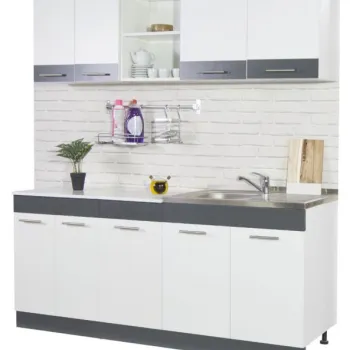 Set bucatarie SARONA 180 cm, 4 corpuri, blat PAL, alb + antracit imagine