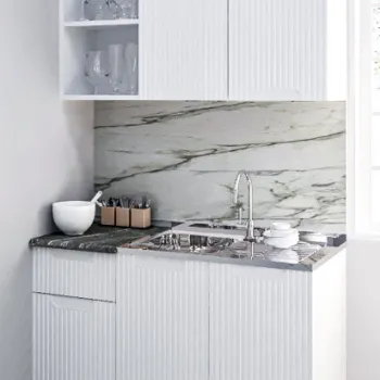 Set bucatarie SPACE 120 cm 1 sertar MDF, alb antichizat imagine