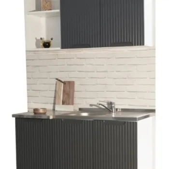 Set bucatarie SPACE 120 cm, 2 corpuri, blat termorezistent, fronturi MDF, antracit imagine