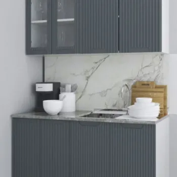 Set bucatarie SPACE 140 cm, 4 corpuri, blat termorezistent, fronturi MDF, antracit imagine