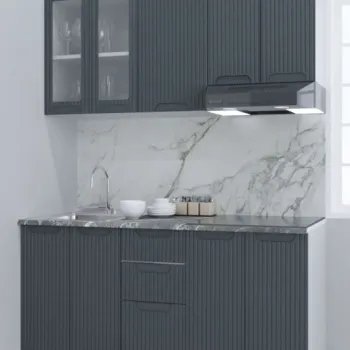 Set bucatarie SPACE 160 cm, 6 corpuri, blat termorezistent, fronturi MDF, antracit imagine