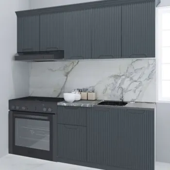 Set bucatarie SPACE 180 cm, 5 corpuri, blat termorezistent, fronturi MDF, antracit imagine