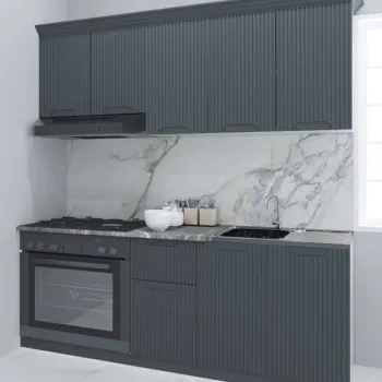 Set bucatarie SPACE 180 cm, 6 corpuri, corp cuptor, blat termorezistent, fronturi MDF, antracit imagine