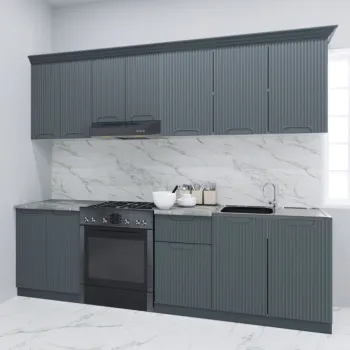 Set bucatarie SPACE 240 cm, 7 corpuri, blat termorezistent, fronturi MDF, antracit imagine