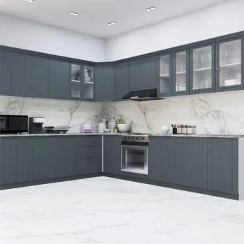 Set bucatarie SPACE COLT 300x250 cm, 15 corpuri, blat termorezistent, fronturi MDF, antracit imagine